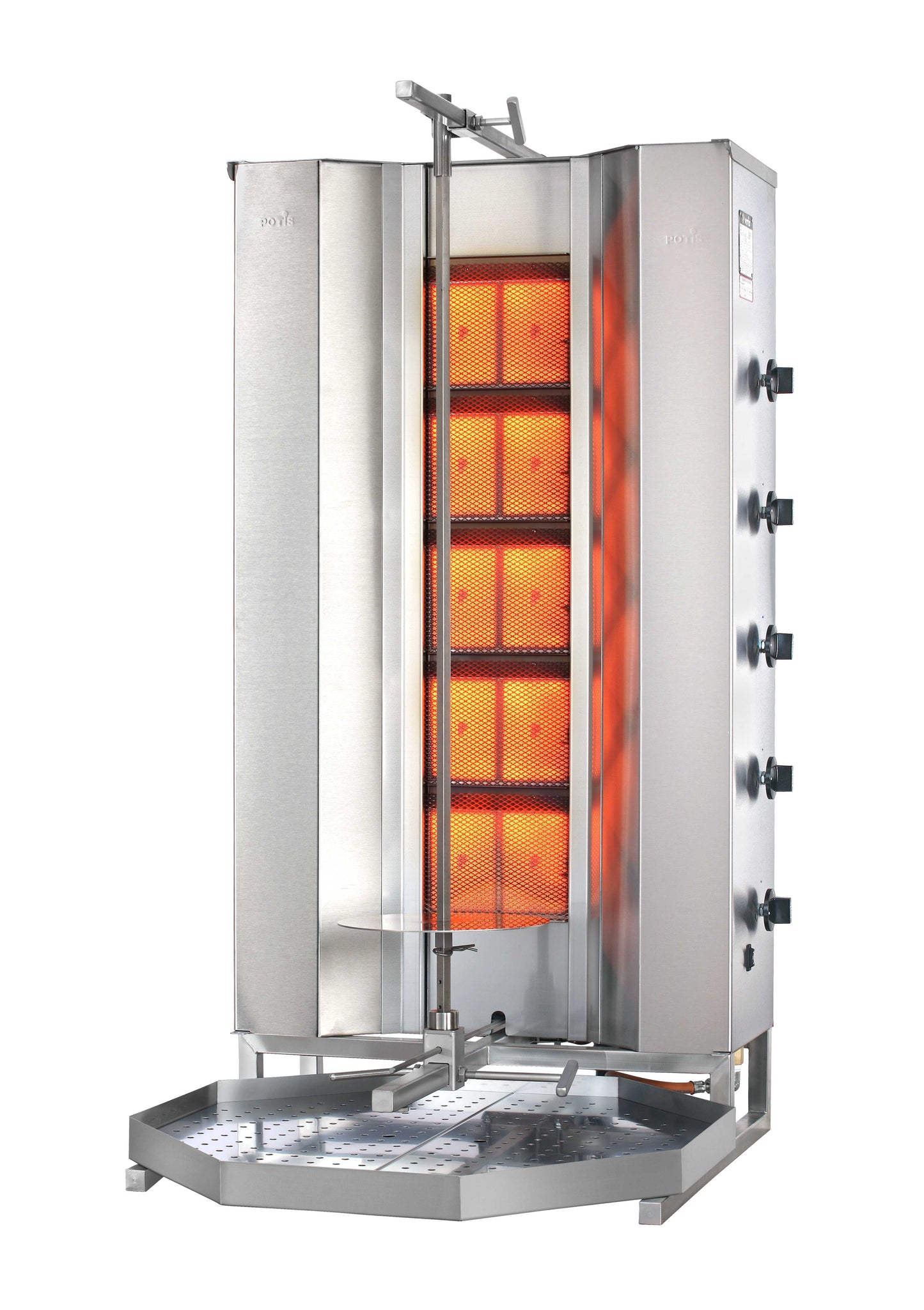 POTIS MU-GD5-S | Professional Gas Doner, Kebab & Shawarma Machine with 5 Burners & Top Motor