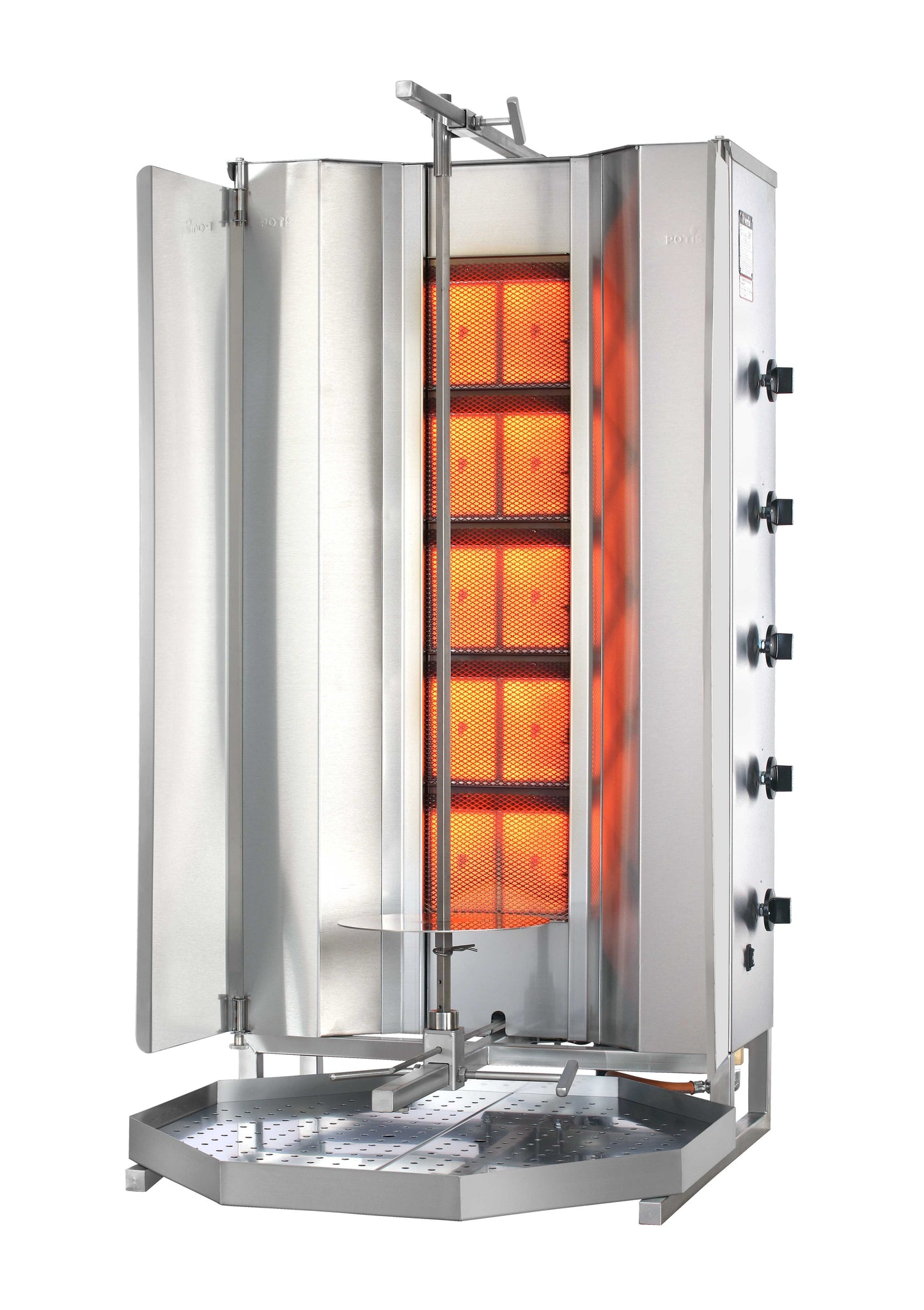 POTIS MU-GD5-S | Professional Gas Doner, Kebab & Shawarma Machine with 5 Burners & Top Motor