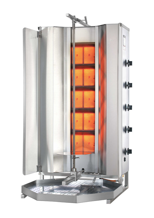 POTIS GD5-S | Professional Gas Doner, Kebab & Shawarma Machine with 5 Burners & Top Motor