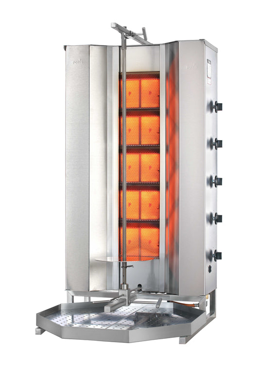 POTIS MU-GD5-S | Professional Gas Doner, Kebab & Shawarma Machine with 5 Burners & Top Motor