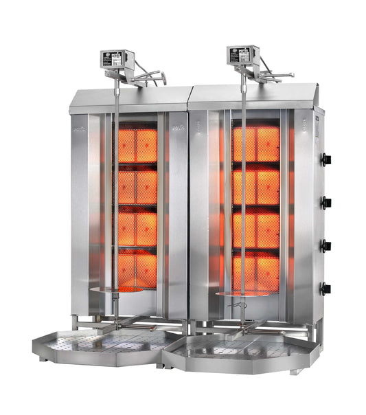 POTIS Z-GD4-S | Professional Gas Doner, Kebab & Shawarma Machine with 4 Burners, Top Motor & Double Burner